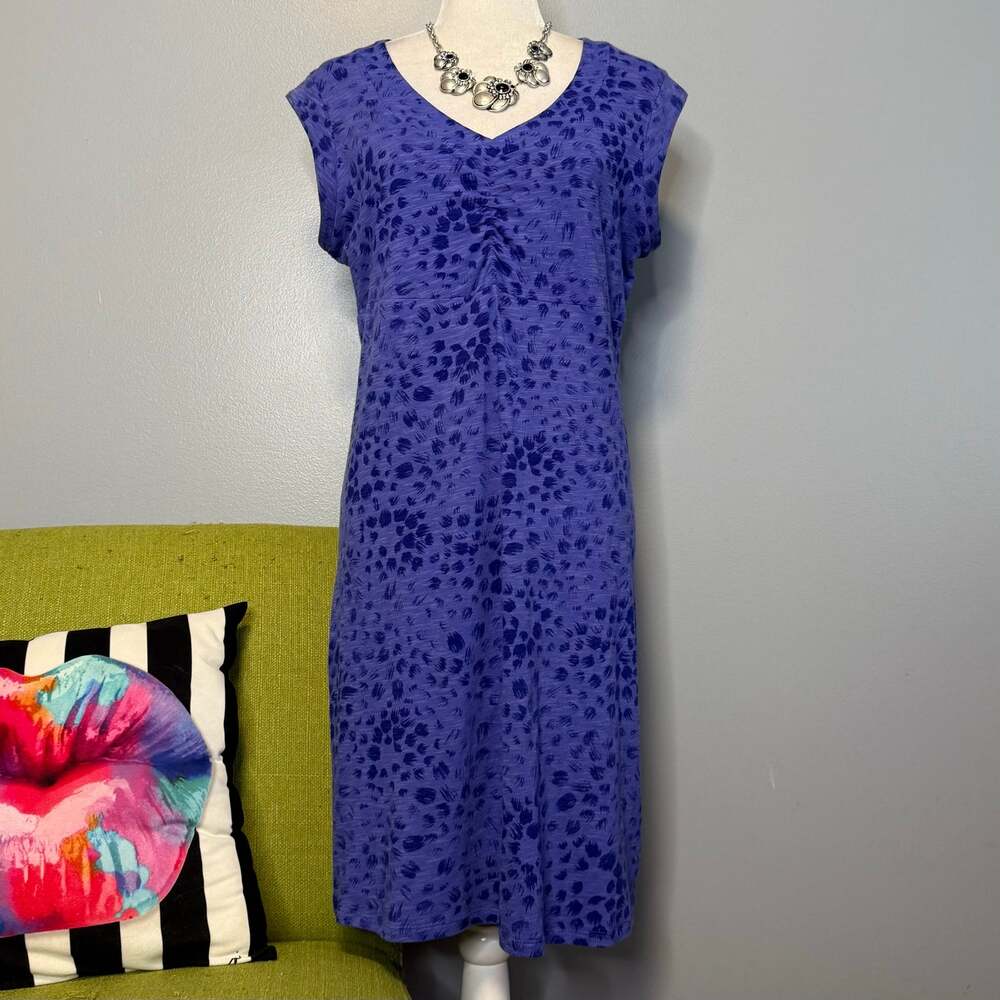 Columbia Blue Patterned Cap Sleeve Casual Dress